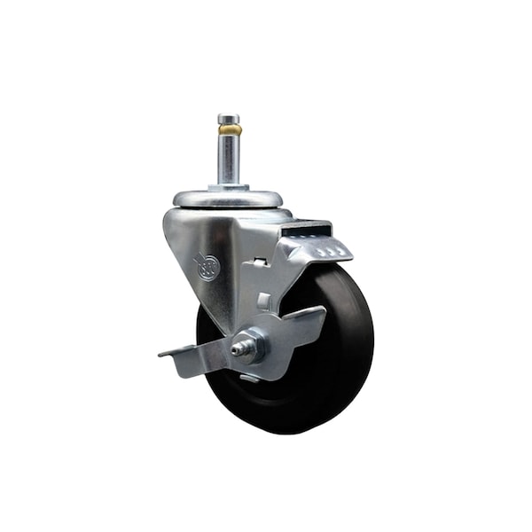 3.5'' Hard Rubber Wheel Swivel 7/16'' Grip Ring Stem Caster with Brake